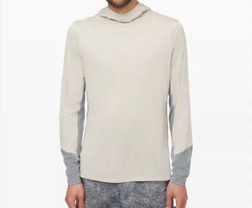 Lululemon Fast Free Hoodie Mens Size Small Heathered Muslin Light Cast Beige